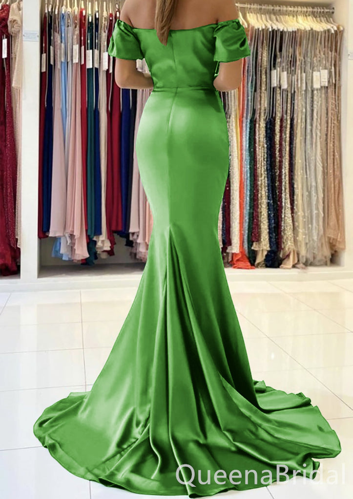 Green Off the Shoulder Sweetheart Mermaid Party Dress Long Prom Dresses to Impress ,WGP1525