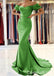 Green Off the Shoulder Sweetheart Mermaid Party Dress Long Prom Dresses to Impress ,WGP1525