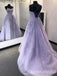 Sexy Elegant Lilac leaf Lace Appliques Lace Up Back A-line Evening Gown Long Prom Dresses ,WGP681