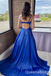 Shiny Blue Spaghetti Straps A-line Party Dress Long Prom Dresses to Impress ,WGP1513