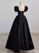 Gorgeous Black Sweetheart Bubble Sleeves A-line Beaded Long Party Dress Prom Dresses ,WGP1777