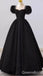 Gorgeous Black Sweetheart Bubble Sleeves A-line Beaded Long Party Dress Prom Dresses ,WGP1777