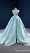 Stylish Blue A-line Illusion Lace up Back Long Party Dress Prom Dresses ,WGP1781