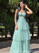 Strapless Green Sweetheart Tiered A-line Prom Dresses to Impress ,WGP1310