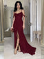 Sexy Burgundy Mermaid Front Slit Party Dress Long Prom Dresses to Impress ,WGP1601