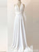 Elegant Ivory V Neck Hater A-line Party Dress Long Prom Dresses to Impress ,WGP1602