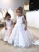 Cute White A- Line Sleeveless Tulle Lace Appliques Simple Cheap Flower Girl Dresses, FGS0029