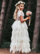 Elegant White Tulle Lace Appliques A-Line Cheap Simple Long Flower Girl Dresses, FGS0041