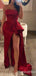 Sexy Red Strapless A-line Evening Gown Maxi Long Formal Dresses Prom Dresses with High Slit ,WGP870