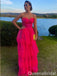 Hot Pink Strapless Tiered Fluffy A-line Prom Dresses to Impress ,WGP1314