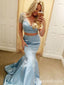 Sexy Blue Mermaid Beading Sweetheart Two Pieces Long Evening Gown Prom Dresses ,WGP569