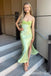 Green Spaghetti Straps Prom Dresses to Impress with Slit ,WGP1317