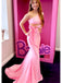 Elegant Pink One Shoulder Mermaid Long Evening Prom Dresses,WGP512