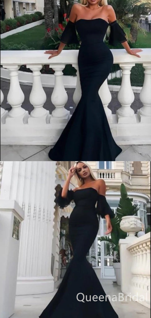 Enchanting Black Simple Mermaid Evening Gown Long Formal Dresses Prom Dresses ,WGP798