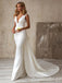 Gorgeous White V Neck Mermaid Long Party Dress Prom Dresses ,WGP1795