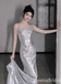 Gorgeous Shiny Sliver Spaghetti Straps Sheath Long Party Dress Prom Dresses ,WGP1796