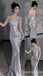 Gorgeous Shiny Sliver Spaghetti Straps Sheath Long Party Dress Prom Dresses ,WGP1796