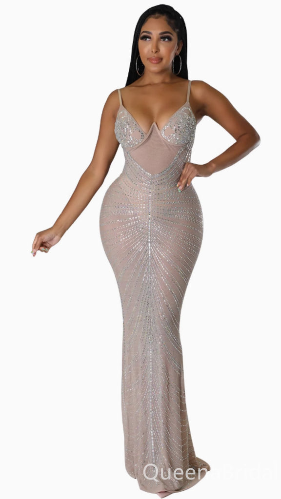 Sexy Spaghetti Straps Mermaid Long Party Dress Prom Dresses ,WGP1798