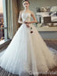 Gorgeous White Strapless Lace Appliques A-line Wedding Dresses with Trailing,WGP1330