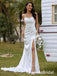 Elegant White Strapless Simple Spaghetti Strap Side Slit Evening Prom Dresses,WGP478