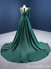 Gorgeous Green Single Long Sleeve Illusion A-line Lace up Back Party Dress Long Prom Dresses to Impress ,WGP1702