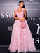 Stunning Pink Front Slit Floral A-line Long Party Dress Prom Dresses ,WGP1801