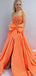 Sexy Bright Orange Sequin Strapless Side Slit Mermaid Long Evening Prom Dresses,WGP500