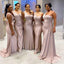 Elegant Light Pink One Shoulder Simple Cheap Mermaid Long Bridesmaid Dresses, BDS0207