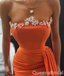 Gorgeous Sexy Strapless Sheath High Slit Appliques Evening Gown Long Prom Dresses with Pleats,WGP717