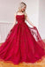 Gorgeous Spaghetti Straps Lace up Back Lace Appliques A-line Long Party Dress Prom Dresses ,WGP1814