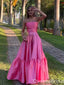 Elegant Pink Strapless Straight Neck  A-line Party Dress Long Prom Dresses to Impress ,WGP1614