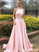 Sexy Elegant Beading Halter Sleeveless Open Back Evening Gown Long Prom Dresses with Pleats,WGP670