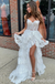 Sexy Off Shoulder Lace Appliques Sweetheart Side Slit Evening Gown Long Prom Dresses ,WGP638