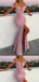 Charming Mermaid Elegant Pink Off-the-shoulder High Slit Evening Gown Long Prom Dresses, WGP742