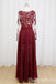 Gorgeous Stylish Illusion Long Sleeves Lace Appliques A-line Long Party Dress Prom Dresses ,WGP1822