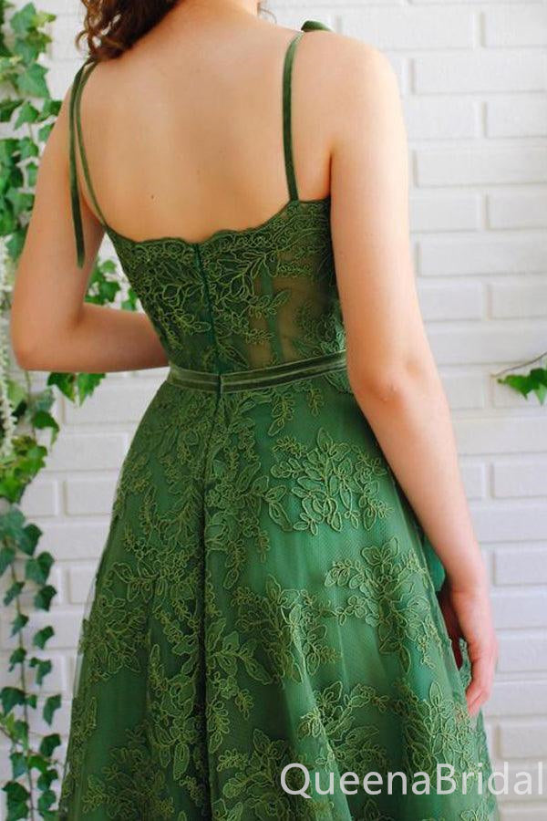 Gorgeous Green Lace Appliques A-line Long Party Dress Prom Dresses ,WGP1824