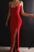 Stylish Sexy Red Spaghetti Straps Mermaid Side Slit Long Party Dress Prom Dresses ,WGP1825