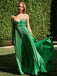 Elegant Green Spaghetti Strap Pleats A-Line Long Evening Prom Dresses,WGP453