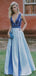 Unique Deep V-neck Sexy Sleeveless A-line Evening Gown Prom Dresses,WGP590