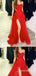 Charming A-line Red Sweetheart High Slit Evening Gown Long Prom Dresses, WGP743