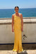 Stylish Yellow One Shoulder Sheath Long Party Dress Prom Dresses ,WGP1829