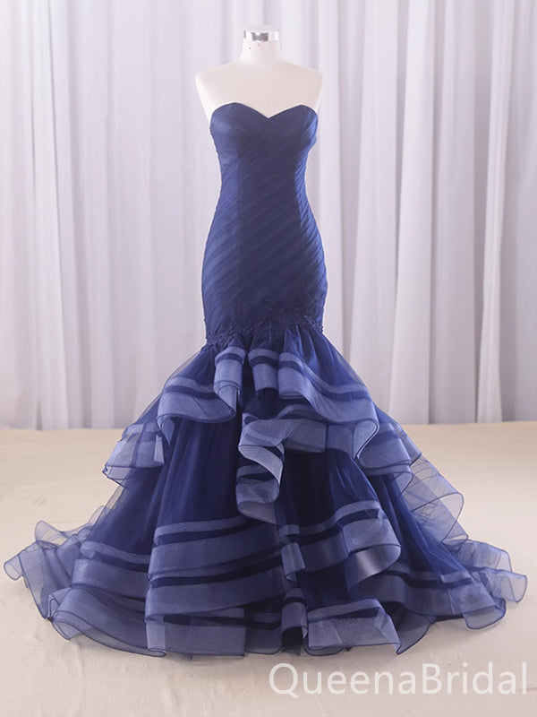 Sexy Strapless Ruffles Mermaid Party Dress Long Prom Dresses to Impress ,WGP1465