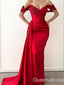 Gorgeous Sexy Red Appliques Off-the-shoulder Mermaid Evening Gown Long Formal Dresses Prom Dresses ,WGP759