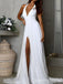 Halter White Plunging A-line Beach Wedding Dresses,Long Prom Dresses to Impress ,WGP1323