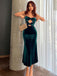 Sexy Unique Dark Green Pleats Mermaid Evening Prom Dresses,WGP454