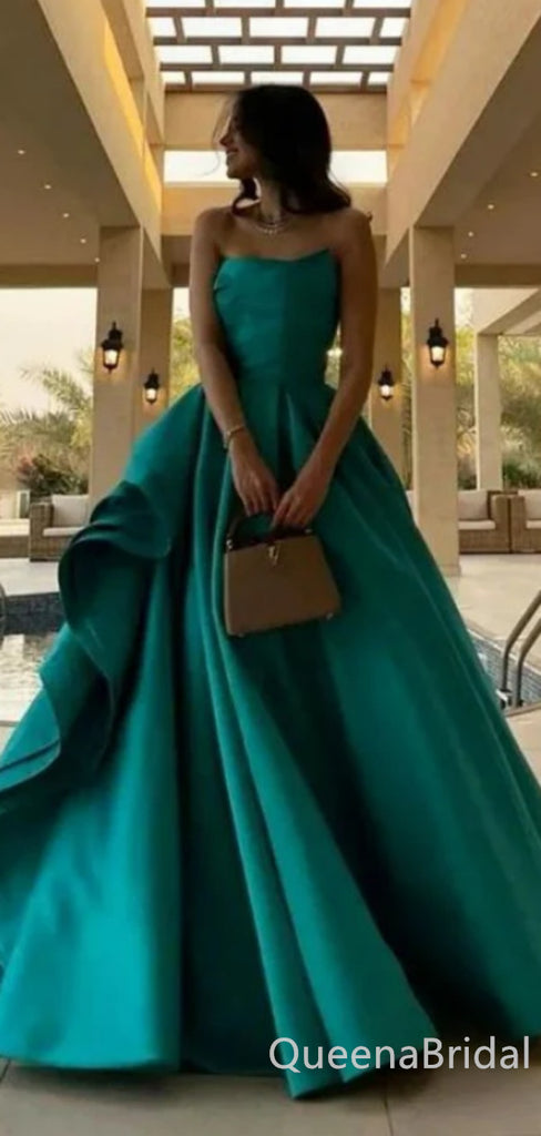 Gorgeous A-line Green Evening Gown Long Formal Dresses Prom Dresses with Pleats, WGP744