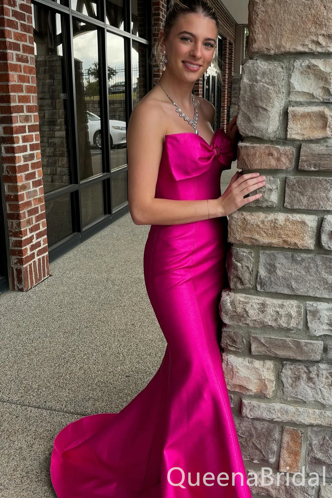 Sexy Strapless Mermaid Bow Long Party Dress Prom Dresses ,WGP1839