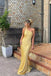 Elegant Yellow One Shoulder Sheath Long Party Dress Prom Dresses ,WGP1841