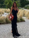 Elegant Black Spaghetti Straps Sheath Long Party Dress Prom Dresses ,WGP1844