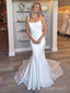 Elegant White Spaghetti Straps Strapless Mermaid Long Wedding Dresses,WGP212